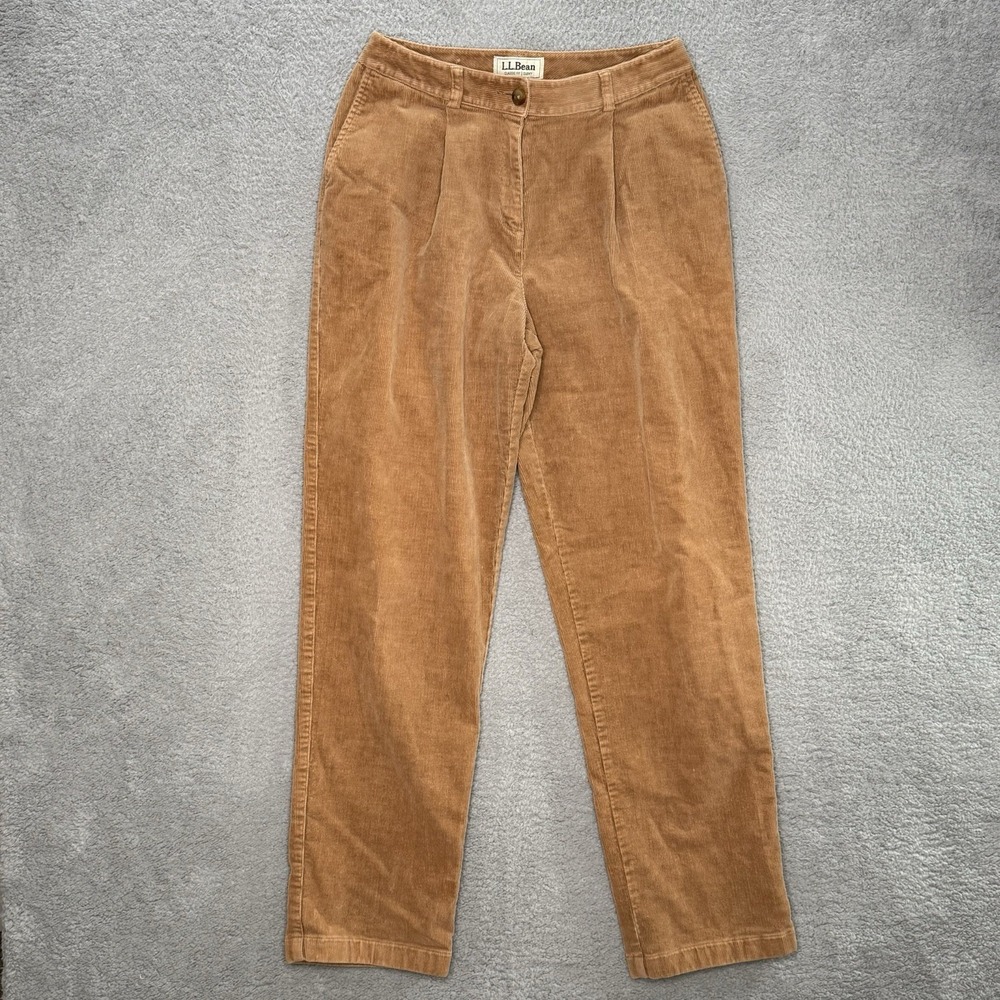 L.L Bean Womens Size 8 M Tall Corduroy Classic Fit Curvy Dress Work Pants Beige